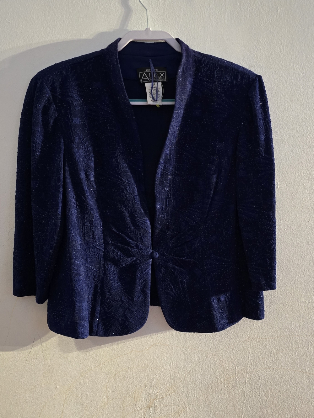 Alex Evenings Deep Navy Knot-Front Blazer